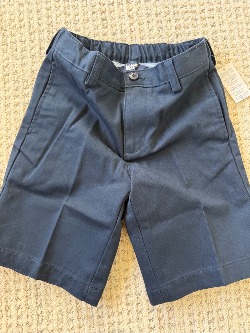 NWT Lands End boys navy blue uniform shorts size 7
